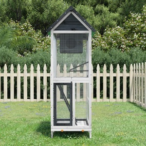 vidaXL, vidaXL Voliere Grau 60x58,5x160 cm Massivholz Kiefer