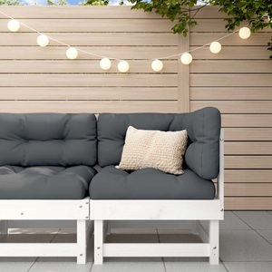 vidaXL, vidaXL Ecksofa mit Kissen Weiß Massivholz Kiefer, vidaXL Ecksofa mit Kissen Weiß Massivholz Kiefer