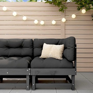 vidaXL, vidaXL Ecksofa mit Kissen Grau Massivholz Kiefer