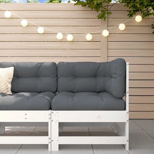 vidaXL, vidaXL Ecksofa mit Kissen Weiß Massivholz Kiefer, vidaXL Ecksofa mit Kissen Weiß Massivholz Kiefer