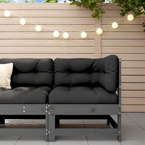 vidaXL, vidaXL Ecksofa mit Kissen Grau Massivholz Kiefer