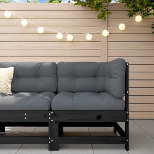 vidaXL, vidaXL Ecksofa mit Kissen Schwarz Massivholz Kiefer