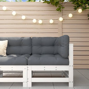 vidaXL, vidaXL Ecksofa mit Kissen Weiß Massivholz Kiefer, VidaXL - Ecksofa kiefernholz, One Size, Weiss