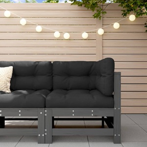 vidaXL, vidaXL Ecksofa mit Kissen Grau Massivholz Kiefer