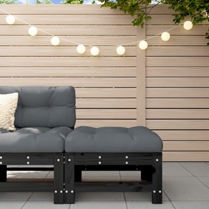 vidaXL, vidaXL Gartenhocker mit Kissen Schwarz Massivholz Kiefer, 