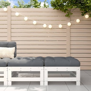 vidaXL, vidaXL Gartenhocker mit Kissen 2 Stk. Weiß Massivholz Kiefer, vidaXL Gartenhocker mit Kissen 2 Stk. Weiß Massivholz Kiefer