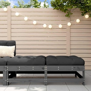 vidaXL, vidaXL Gartenhocker mit Kissen 2 Stk. Grau Massivholz Kiefer, vidaXL Gartenhocker mit Kissen 2 Stk. Grau Massivholz Kiefer