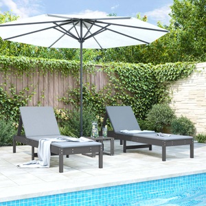 vidaXL, vidaXL Sonnenliegen 2 Stk. mit Tisch Grau Massivholz Kiefer