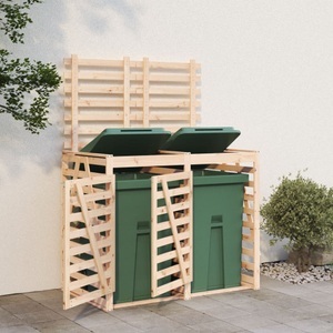 vidaXL, vidaXL Mülltonnenbox für 2 Tonnen Massivholz Kiefer, vidaXL Mülltonnenbox für 2 Tonnen Massivholz Kiefer