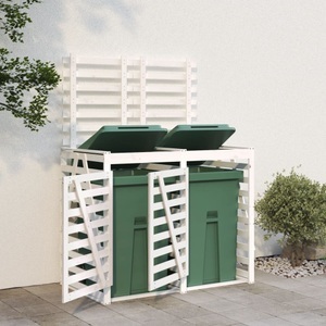 vidaXL, vidaXL Mülltonnenbox für 2 Tonnen Weiß Massivholz Kiefer, vidaXL Mülltonnenbox für 2 Tonnen Weiß Massivholz Kiefer