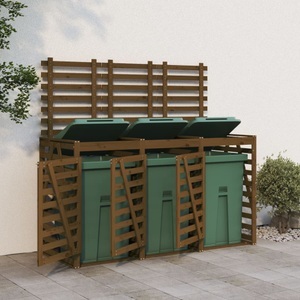 vidaXL, vidaXL Mülltonnenbox für 3 Tonnen Honigbraun Massivholz Kiefer, vidaXL Mülltonnenbox für 3 Tonnen Honigbraun Massivholz Kiefer