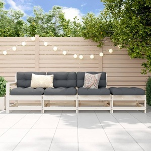 vidaXL, vidaXL 4-tlg. Garten-Lounge-Set Weiß Massivholz Kiefer, vidaXL 4-tlg. Garten-Lounge-Set Weiß Massivholz Kiefer