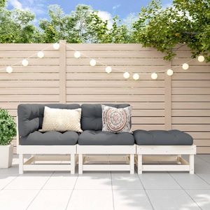 vidaXL, vidaXL 3-tlg. Garten-Lounge-Set Weiß Massivholz Kiefer