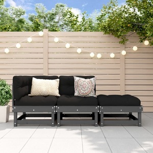vidaXL, vidaXL 3-tlg. Garten-Lounge-Set Grau Massivholz Kiefer