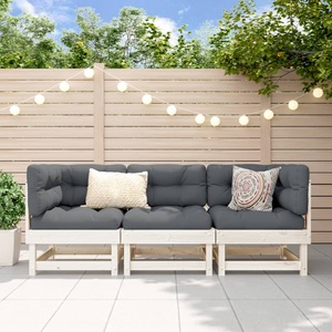 vidaXL, vidaXL 3-tlg. Garten-Lounge-Set Weiß Massivholz Kiefer