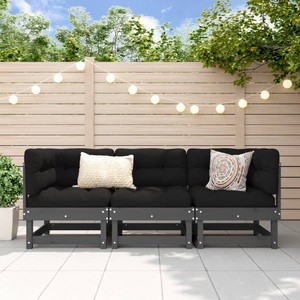 vidaXL, vidaXL 3-tlg. Garten-Lounge-Set Grau Massivholz Kiefer