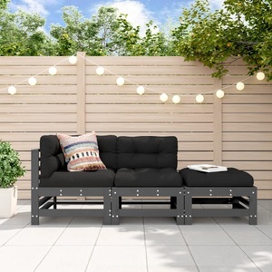 vidaXL, vidaXL 3-tlg. Garten-Lounge-Set Grau Massivholz Kiefer, vidaXL 3-tlg. Garten-Lounge-Set Grau Massivholz Kiefer