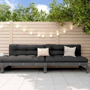 vidaXL, vidaXL Garten-Mittelsofas 2 Stk. Grau 120x80 cm Massivholz Kiefer, vidaXL Garten-Mittelsofas 2 Stk. Grau 120x80 cm Massivholz Kiefer