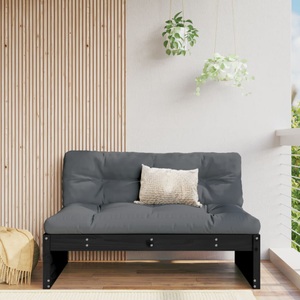 vidaXL, vidaXL Garten-Mittelsofa Schwarz 120x80 cm Massivholz Kiefer, vidaXL Garten-Mittelsofa Schwarz 120x80 cm Massivholz Kiefer
