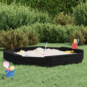 vidaXL, vidaXL Sandkasten mit Sitzen Schwarz Achteck Massivholz Kiefer, vidaXL Sandkasten mit Sitzen Schwarz Achteck Massivholz Kiefer
