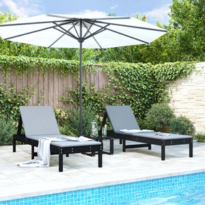vidaXL, vidaXL Sonnenliegen 2 Stk. Schwarz 199,5x60x74 cm Massivholz Kiefer, vidaXL Sonnenliegen 2 Stk. Schwarz 199,5x60x74 cm Massivholz Kiefer