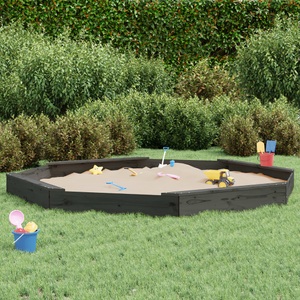 vidaXL, vidaXL Sandkasten mit Sitzen Grau Achteck Massivholz Kiefer