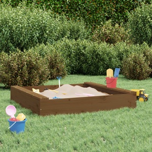 vidaXL, vidaXL Sandkasten mit Sitzen Honigbraun Quadratisch Massivholz Kiefer, vidaXL Sandkasten mit Sitzen Honigbraun Quadratisch Massivholz Kiefer