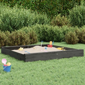 vidaXL, vidaXL Sandkasten mit Sitzen Grau Quadratisch Massivholz Kiefer