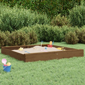 vidaXL, vidaXL Sandkasten mit Sitzen Honigbraun Quadratisch Massivholz Kiefer, vidaXL Sandkasten mit Sitzen Honigbraun Quadratisch Massivholz Kiefer