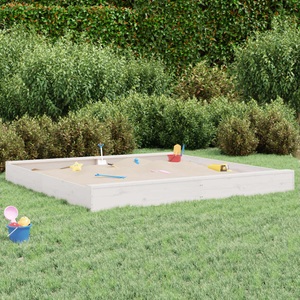 vidaXL, vidaXL Sandkasten mit Sitzen Weiß Quadratisch Massivholz Kiefer, vidaXL Sandkasten mit Sitzen Weiß Quadratisch Massivholz Kiefer
