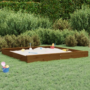 vidaXL, vidaXL Sandkasten mit Sitzen Honigbraun Quadratisch Massivholz Kiefer