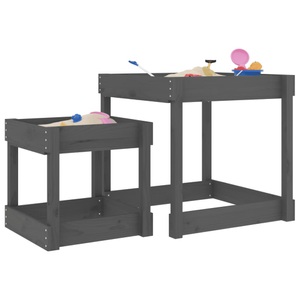vidaXL, vidaXL Sand-Spieltische 2 Stk. Grau Massivholz Kiefer