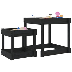vidaXL, vidaXL Sand-Spieltische 2 Stk. Schwarz Massivholz Kiefer