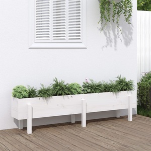 vidaXL, vidaXL Hochbeet Weiß 160x30x38 cm Massivholz Kiefer, vidaXL Hochbeet Weiß 160x30x38 cm Massivholz Kiefer