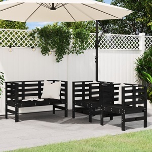 vidaXL, vidaXL 3-tlg. Garten-Lounge-Set Schwarz Massivholz Kiefer, vidaXL 3-tlg. Garten-Lounge-Set Schwarz Massivholz Kiefer