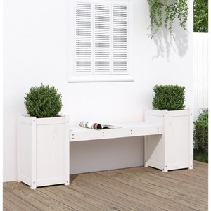 vidaXL, vidaXL Gartenbank mit Pflanzkübeln Weiß 180x36x63 cm Massivholz Kiefer