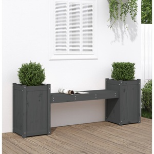 vidaXL, vidaXL Gartenbank mit Pflanzkübeln Grau 180x36x63 cm Massivholz Kiefer
