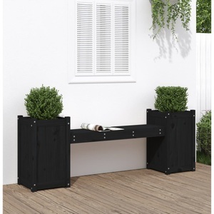 vidaXL, vidaXL Gartenbank mit Pflanzkübeln Schwarz 180x36x63 cm Massivholz, vidaXL Gartenbank mit Pflanzkübeln Schwarz 180x36x63 cm Massivholz