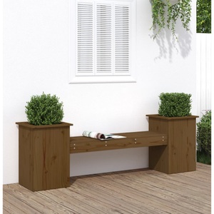 vidaXL, vidaXL Gartenbank mit Pflanzkübeln Honigbraun Massivholz Kiefer, vidaXL Gartenbank mit Pflanzkübeln Honigbraun Massivholz Kiefer