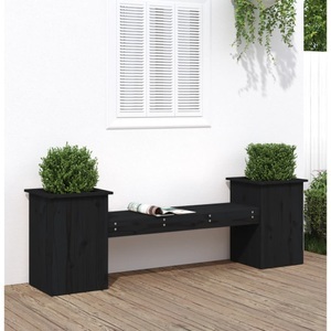 vidaXL, vidaXL Gartenbank mit Pflanzkübeln Schwarz Massivholz Kiefer