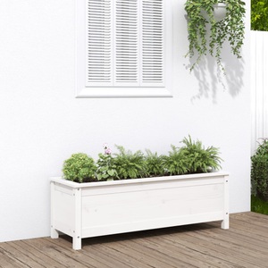vidaXL, vidaXL Hochbeet Weiß 119,5x40x39 cm Massivholz Kiefer, vidaXL Hochbeet Weiß 119,5x40x39 cm Massivholz Kiefer
