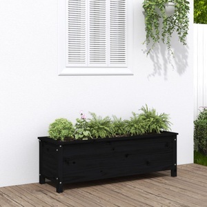 vidaXL, vidaXL Hochbeet Schwarz 119,5x40x39 cm Massivholz Kiefer, vidaXL Hochbeet Schwarz 119,5x40x39 cm Massivholz Kiefer