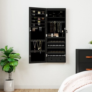 vidaXL, vidaXL Spiegel-Schmuckschrank mit LED-Beleuchtung Wandmontage Schwarz, vidaXL Spiegel-Schmuckschrank mit LED-Beleuchtung Wandmontage Schwarz