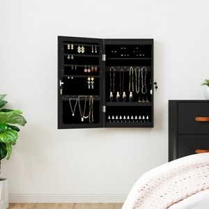 vidaXL, vidaXL Spiegel-Schmuckschrank mit LED-Beleuchtung Wandmontage Schwarz, vidaXL Spiegel-Schmuckschrank mit LED-Beleuchtung Wandmontage Schwarz