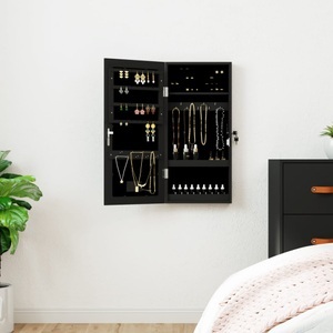 vidaXL, vidaXL Spiegel-Schmuckschrank mit LED-Beleuchtung Wandmontage Schwarz, vidaXL Spiegel-Schmuckschrank mit LED-Beleuchtung Wandmontage Schwarz
