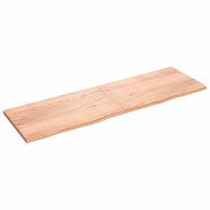 vidaXL, vidaXL Wandregal Hellbraun 200x60x4 cm Massivholz Eiche Behandelt, vidaXL Wandregal Hellbraun 200x60x(2-4) cm Massivholz Eiche Behandelt