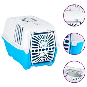 vidaXL, vidaXL Transportbox für Haustiere Weiß Blau 55x36x36 cm Polypropylen, vidaXL Transportbox für Haustiere Weiß Blau 55x36x36 cm Polypropylen