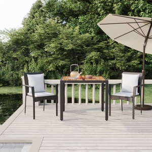 vidaXL, vidaXL 3-tlg. Garten-Essgruppe mit Kissen Schwarz Poly Rattan, 
