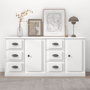 vidaXL, vidaXL Sideboards 2 Stk. Weiß Holzwerkstoff