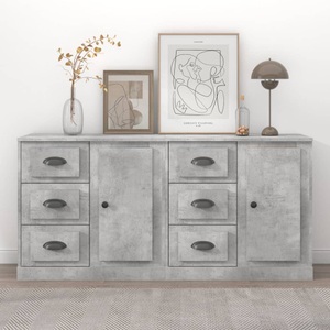 vidaXL, vidaXL Sideboards 2 Stk. Betongrau Holzwerkstoff